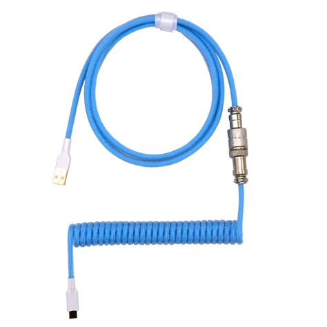 Sky Blue Coiled Keyboard Cable 12 Colors Available Kraken Keyboards