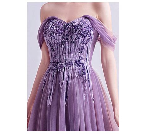 Corset Prom Dress Off The Shoulder A Line Purple Evening Dress