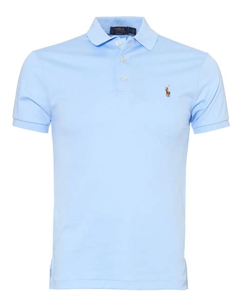 Ralph Lauren Mens Elite Blue Slim Fit Pima Cotton Polo Shirt