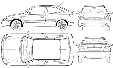 2005 Citroen Xsara Coupe Blueprints Free Outlines