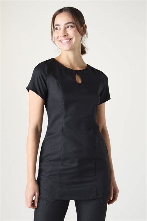 Simon Jersey Womens Lightweight Keyhole Tunic W Pockets Black