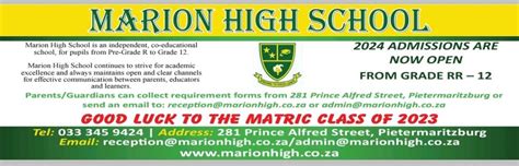 2024 Admissions Marion High School