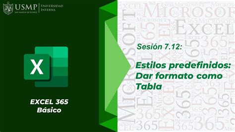 Excel 365 Sesión 7 12 Estilos predefinidos Dar formato como Tabla