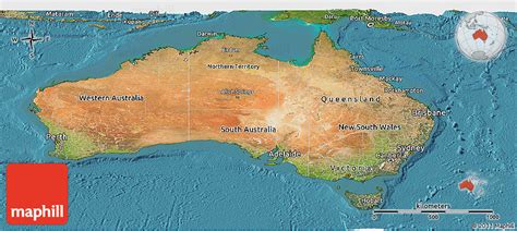 Satellite Panoramic Map Of Australia