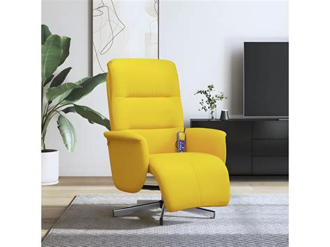 Fauteuil Inclinable De Massage Repose Pieds Jaune Clair Tissu