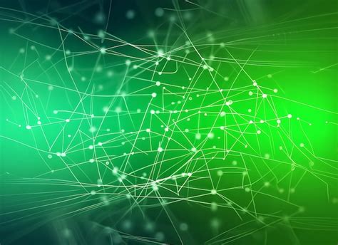 Premium AI Image Abstract Background With Green Moving Lines And Dots