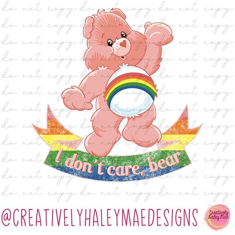 I Don T Care Bear Care Bears Cute Women S Pink Etsy