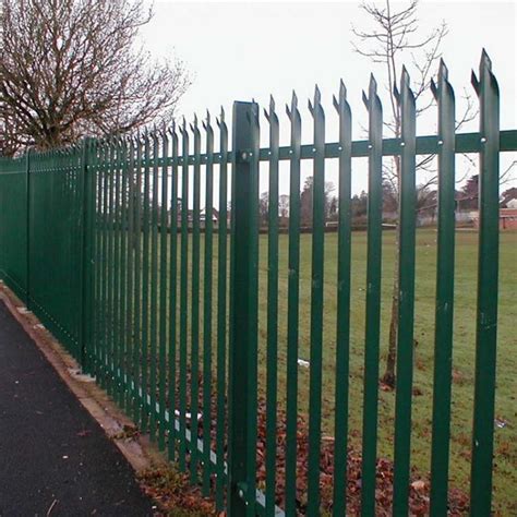 Green Welded Metal Fence D Pale Steel Palisade Fencing For Residential