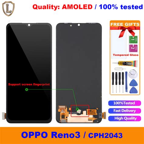 100 Tested Amoled Process Lcd Screen For Oppo Reno3 Reno 3 Lcd Cph2043 Display Touch Screen