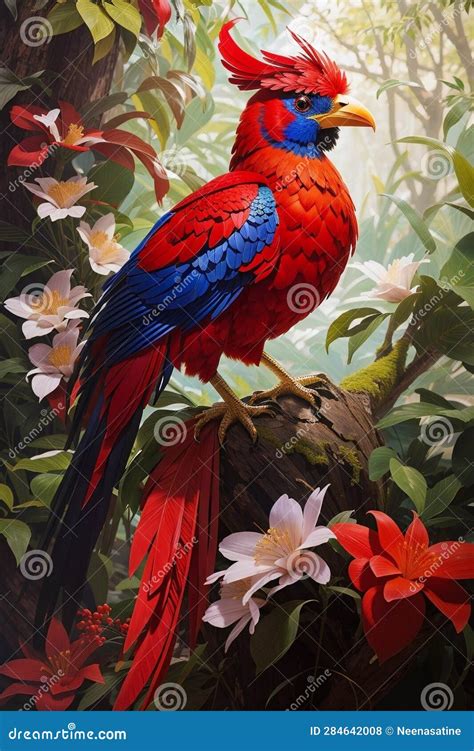 The Red Majestic Ibong Adarna Bird Enchanting Mythical Bird With