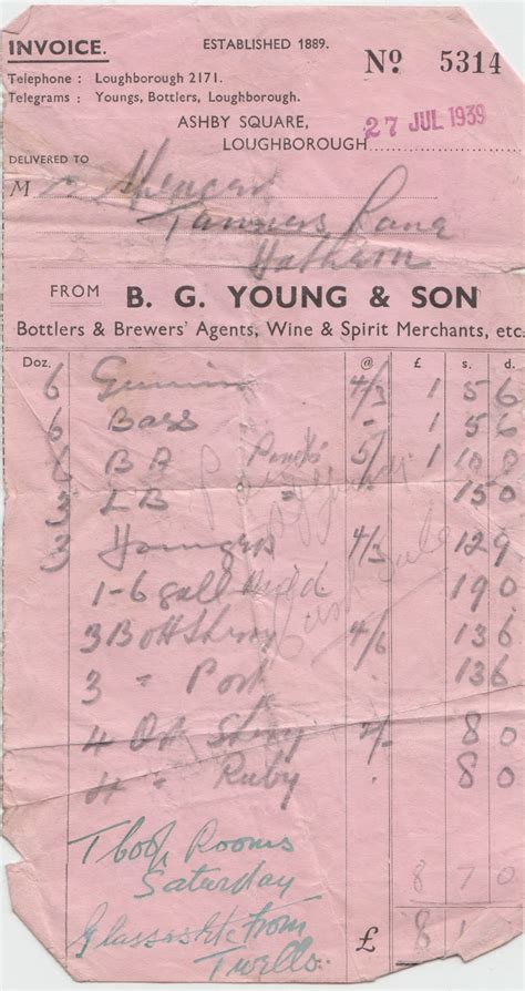 Receipt For Wedding In Co Op 1939