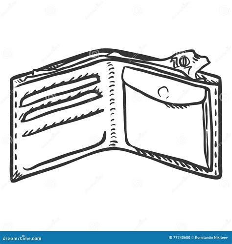 Vector Single Sketch Open Wallet Stock Vector Illustration Of Economy