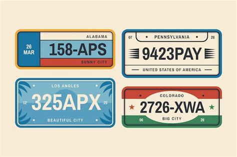 Free Vector | Flat design license plate set