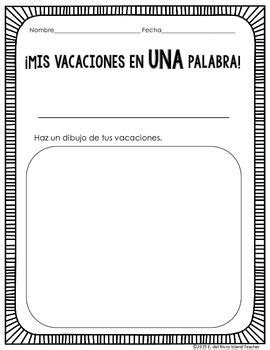 Mis Vacaciones En O Palabras Spanish Writing And Drawing