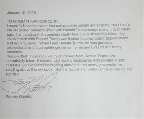 Trump Lawyer Releases Letter From Porn Star Denying Affair With Potus