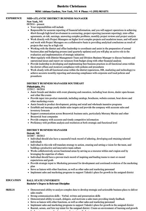 District Business Manager Resume Samples Velvet Jobs