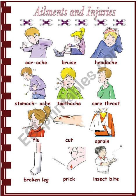 Ailments And Injuries Esl Worksheet By Vanda51