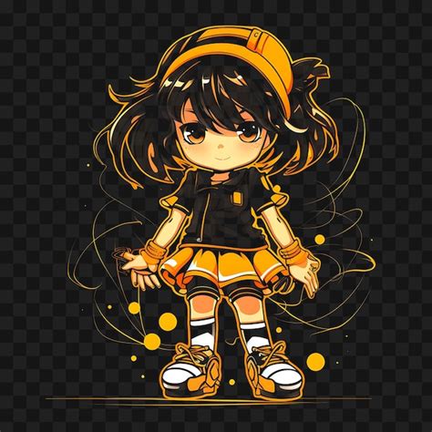 Premium PSD Tshirt Design Of Playful Chibi Girl With Messy Side