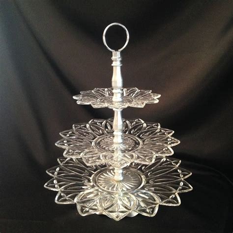 Petal Clear By Federal Glass Three Tier Stand Three Tier Etsy