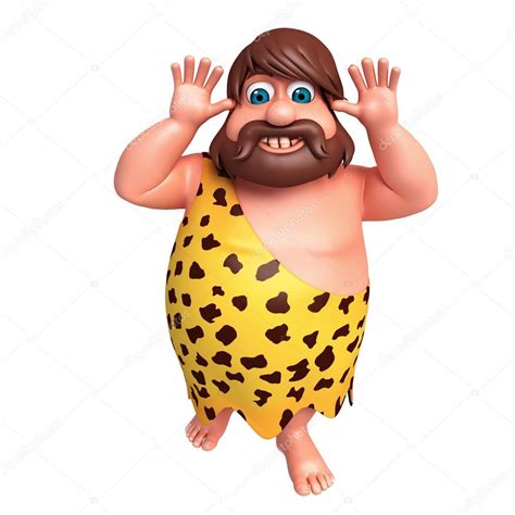 Cartoon caveman with funny pose — Stock Photo © visible3dscience #102811768