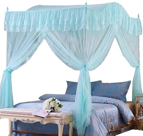 Mengersi Arched 4 Corners Post Bed Curtain Canopy Net Square Princess