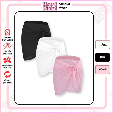 Khăn quấn đi biển hai màu đen trắng dễ phối size x cm voan tơ mềm mịn Khăn quấn bikini mềm