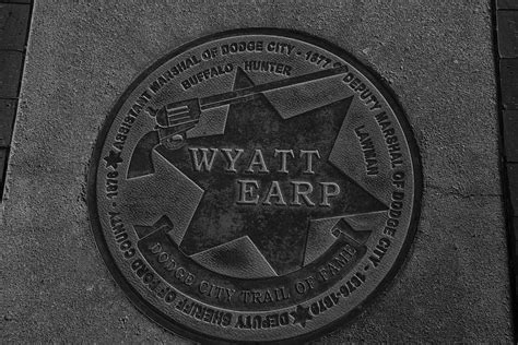 Wyatt Earp Historical Marker In Dodge City Kansas In Black And White