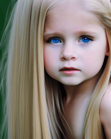 A Little Girl with Long Blond Hair · Creative Fabrica