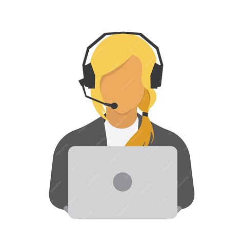 Premium Vector Virtual Assistant With Headphones And Laptop Vector
