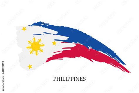 Watercolor Painting Philippines National Flag Grunge Brush Stroke