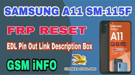 Samsung A11 Sm A115f Frp Remove By Chimera Tool Youtube