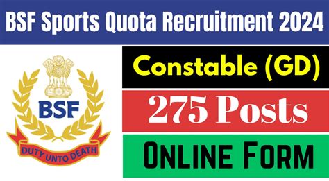 Bsf Constable Gd Sports Quota Recruitment 2024 Notification Out For