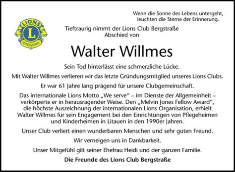 Traueranzeigen Von Walter Willmes Trauerportal Ihrer Tageszeitung