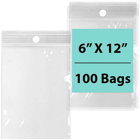 2 Mil Reclosable Hang Hole Zipper Bag With Resealable Top Seal 6 X 12