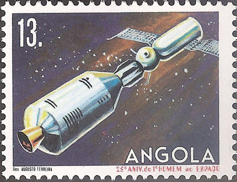 Stamp 25th Anniversary Of First Manned Space Flight Angola 1986