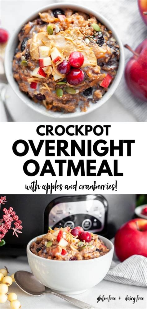 Easy Overnight Crockpot Oatmeal With Apples And Cranberry Recipe