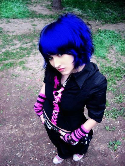 Emo Style With Blue Hair Emo Fashion Blue Hair Goth Punk Emo Style