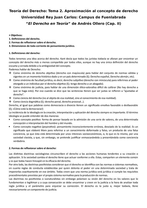 Tema 2 De Teoría Del Derecho Teoría Del Derecho Tema 2 Aproximación