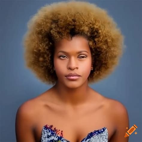 Pretty Tahitian Lady With Natural Blonde Afro Hair On Craiyon