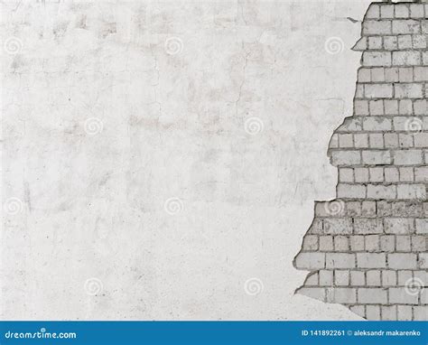 White Brick Brick Wall With Old Plastered Plaster Stock Image Image