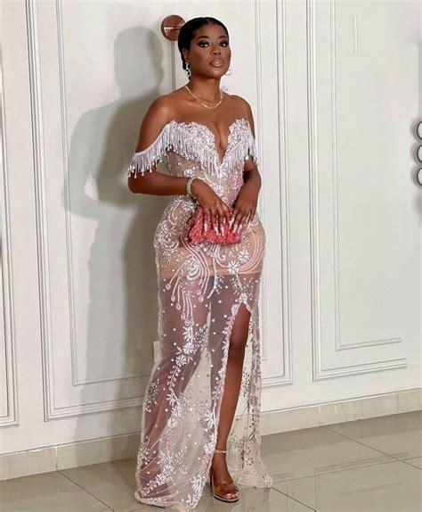 Classy White Lace Dress Nude High Slit Dress Sexy Party Gown Off Shoulder Long Dress Wedding