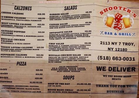 Online Menu Of Sharp Shooters Bar And Grill Restaurant Troy New York 12180 Zmenu