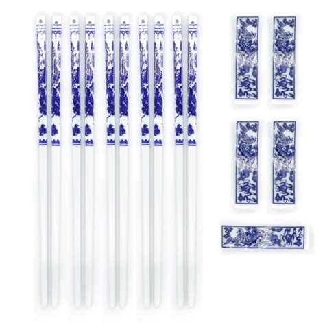 Porcelain Chinese Chopsticks Set W Rests Chopsticks With Holder