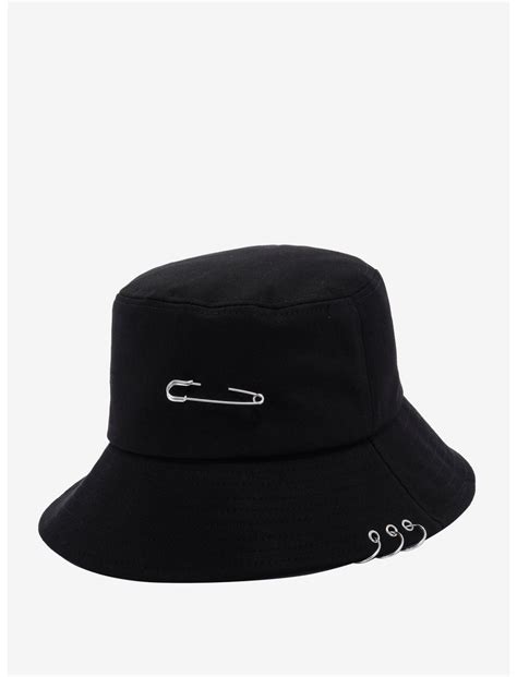 Hoop And Safety Pin Black Bucket Hat Hot Topic