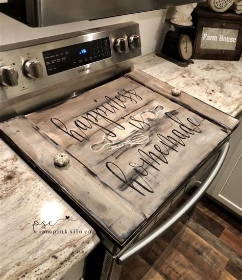 Happiness Is Homemade Stove Top Cover Farmhouse Stove Top Etsy Artofit