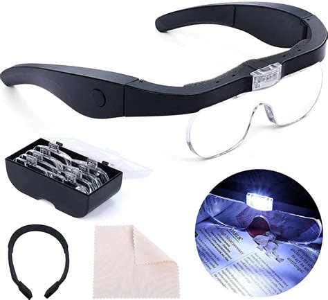 Lunette Loupe Grossissante Led Eclairante Rechargeable Loupe De T Te