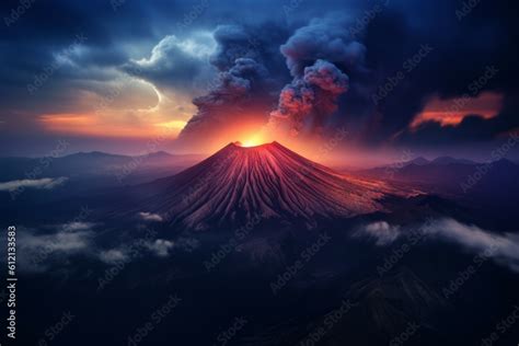 Volcanic eruption. Climate change concept. AI generated, human enhanced ...