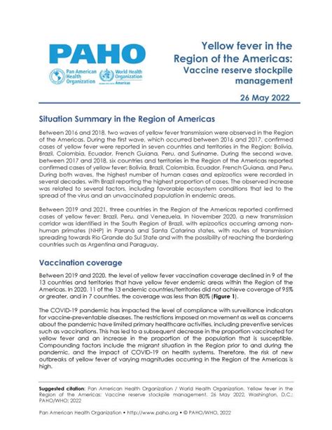 Epidemiological Alerts And Updates PAHO WHO Pan American Health