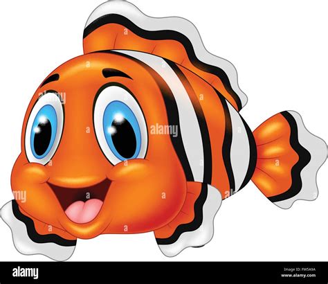 Cute Clown Fish Cartoon Posing Stock Vector Image Art Alamy