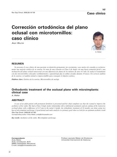 Pdf Correcci N Ortod Ncica Del Plano Oclusal Con Microtornillos